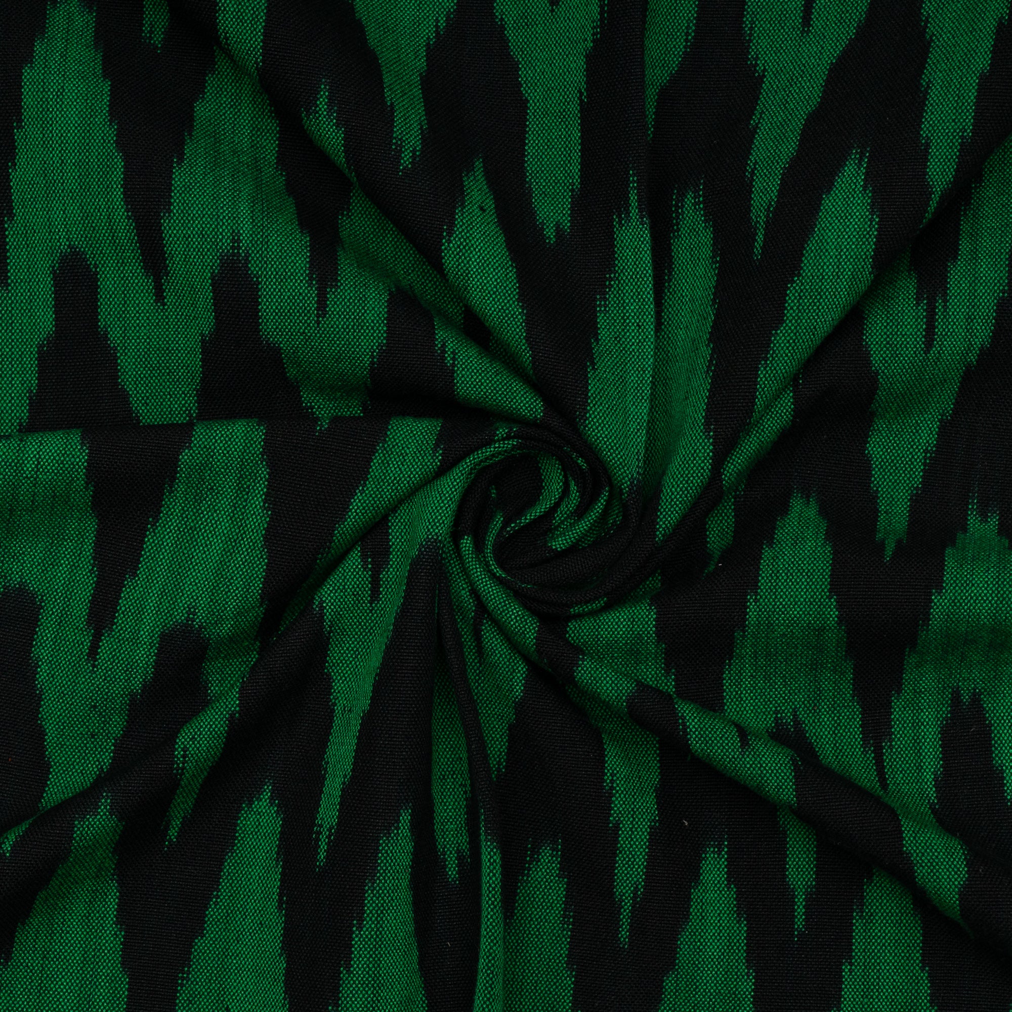 Green & Black Chevron Thick Cotton Handloom Ikat (Sku: IKK-535)