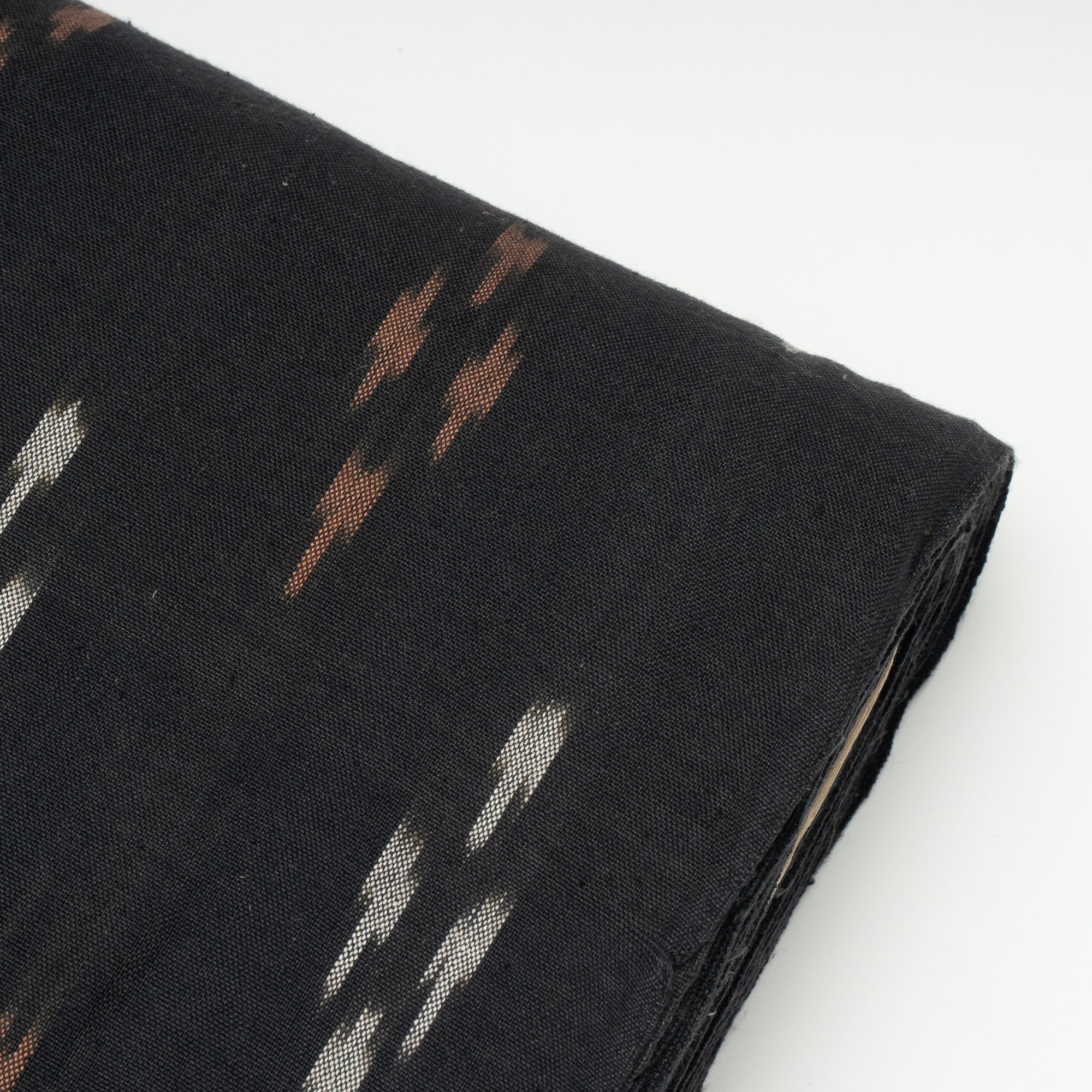 Brown, White & Black Thick Cotton Handloom Ikat (Sku: F-58)