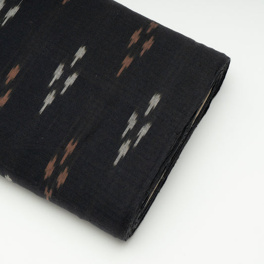 Brown, White & Black Thick Cotton Handloom Ikat (Sku: IK-441)