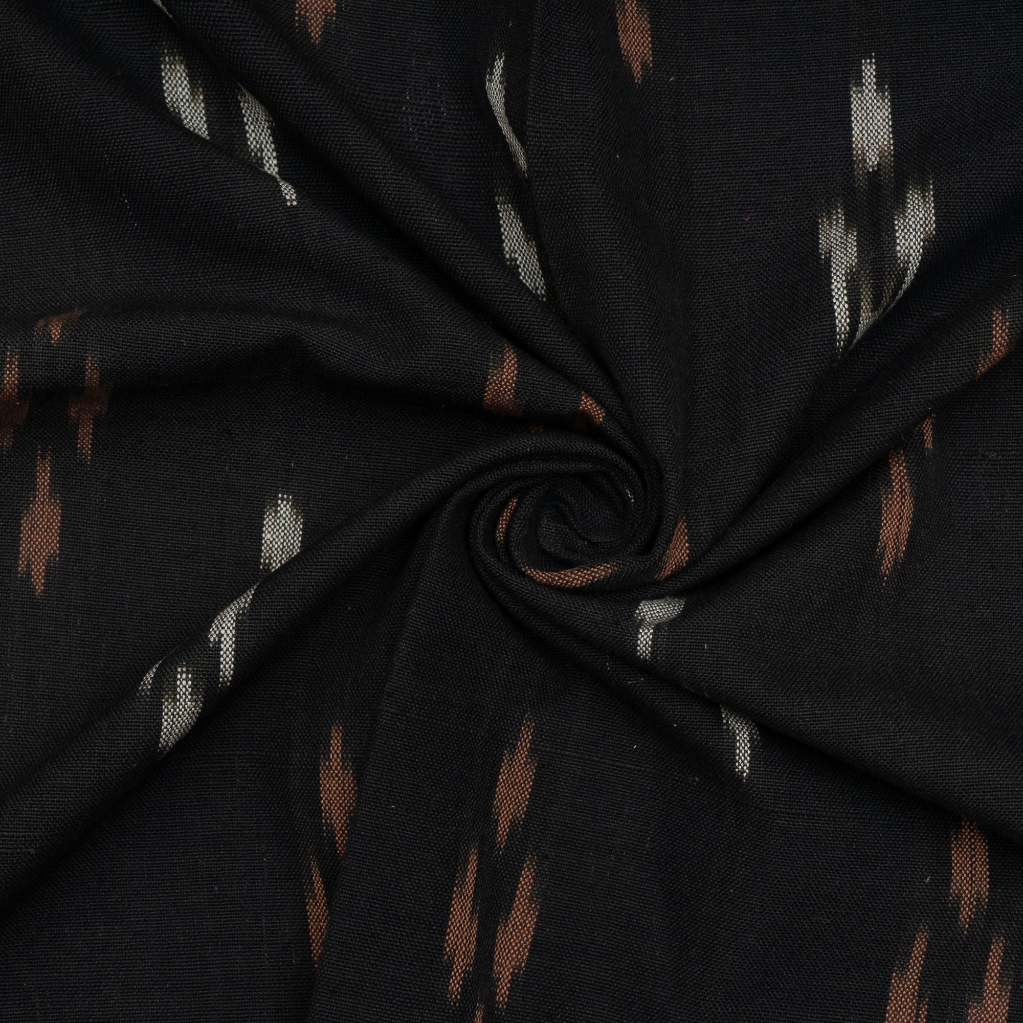 Brown, White & Black Thick Cotton Handloom Ikat (Sku: F-58)