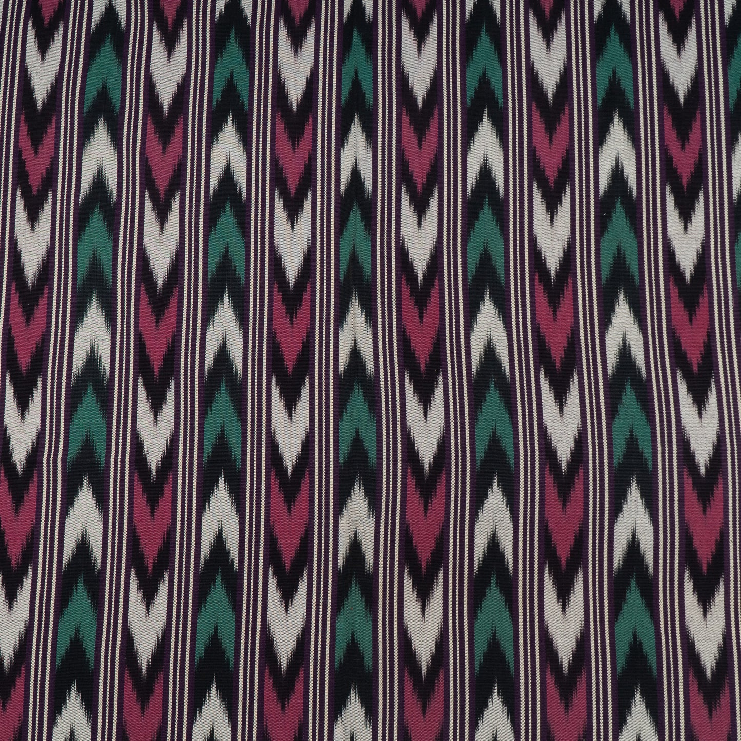 Green, Pink, Black & White Chevron Stripe Thick Cotton Handloom Ikat (Sku: IKK-510)