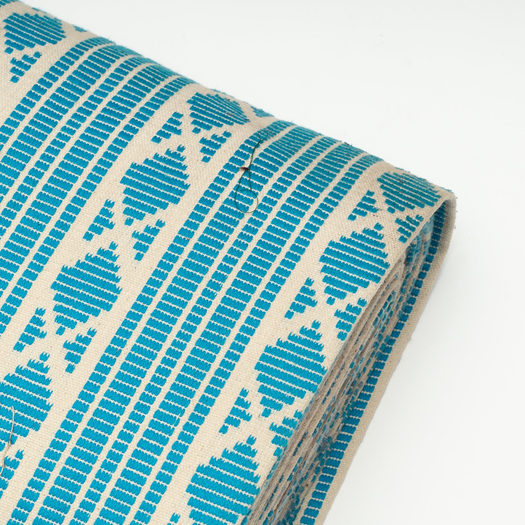 Turquoise Blue Cotton Jacquard