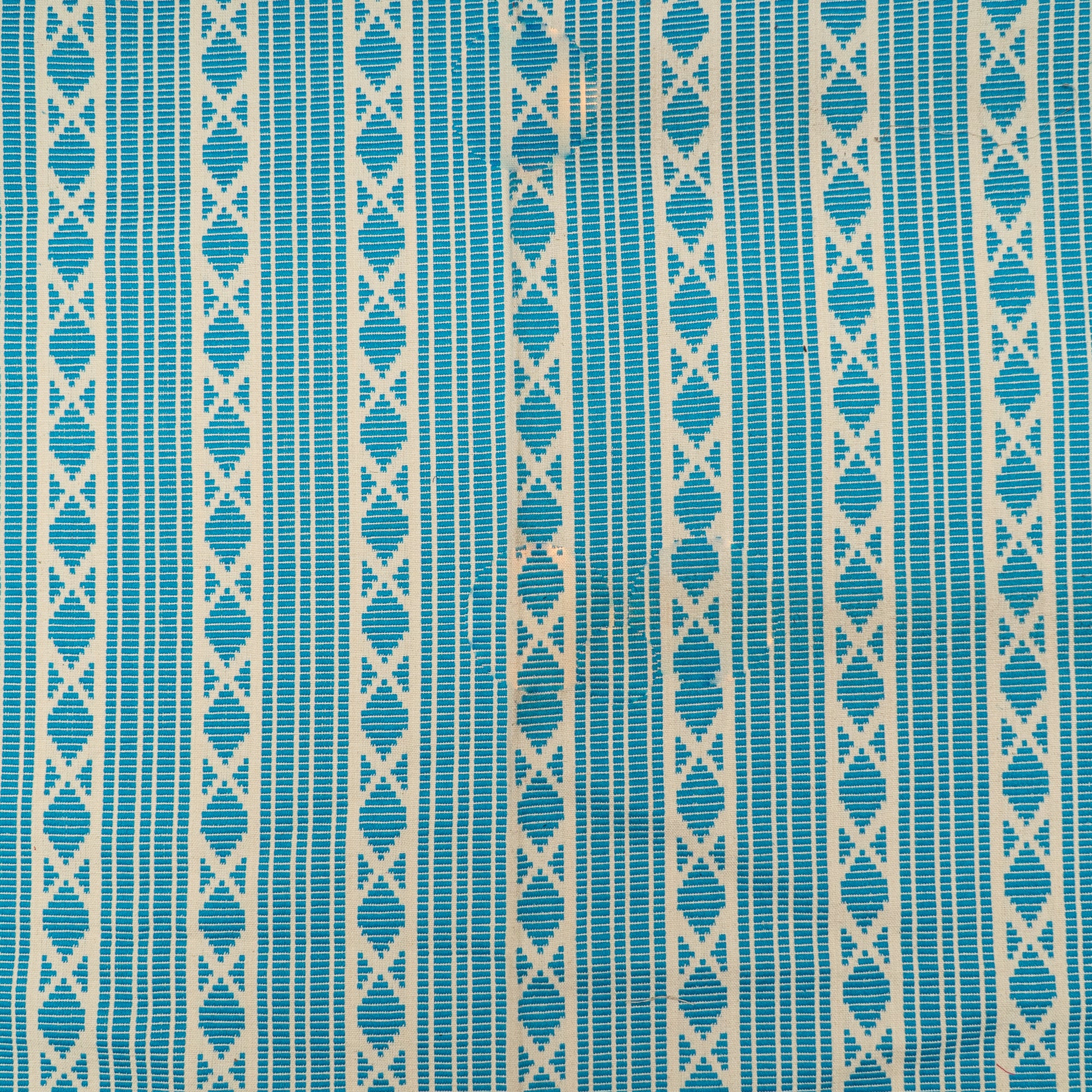 Turquoise Blue & White Thick Cotton Jacquard (Sku: J-483)