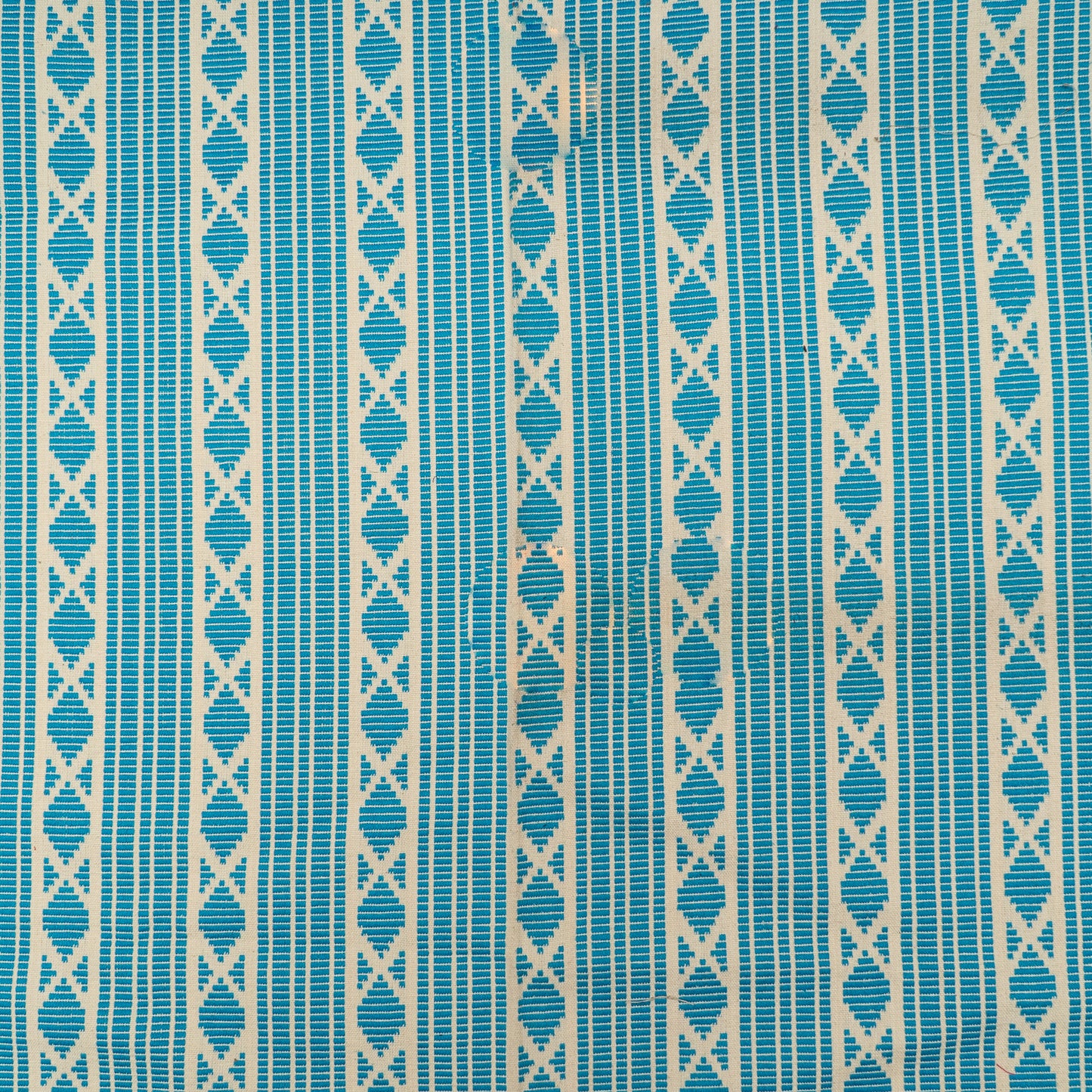 Turquoise Blue & White Thick Cotton Jacquard (Sku: J-483)