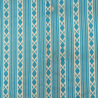 Turquoise Blue & White Thick Cotton Jacquard | SKU: J-483