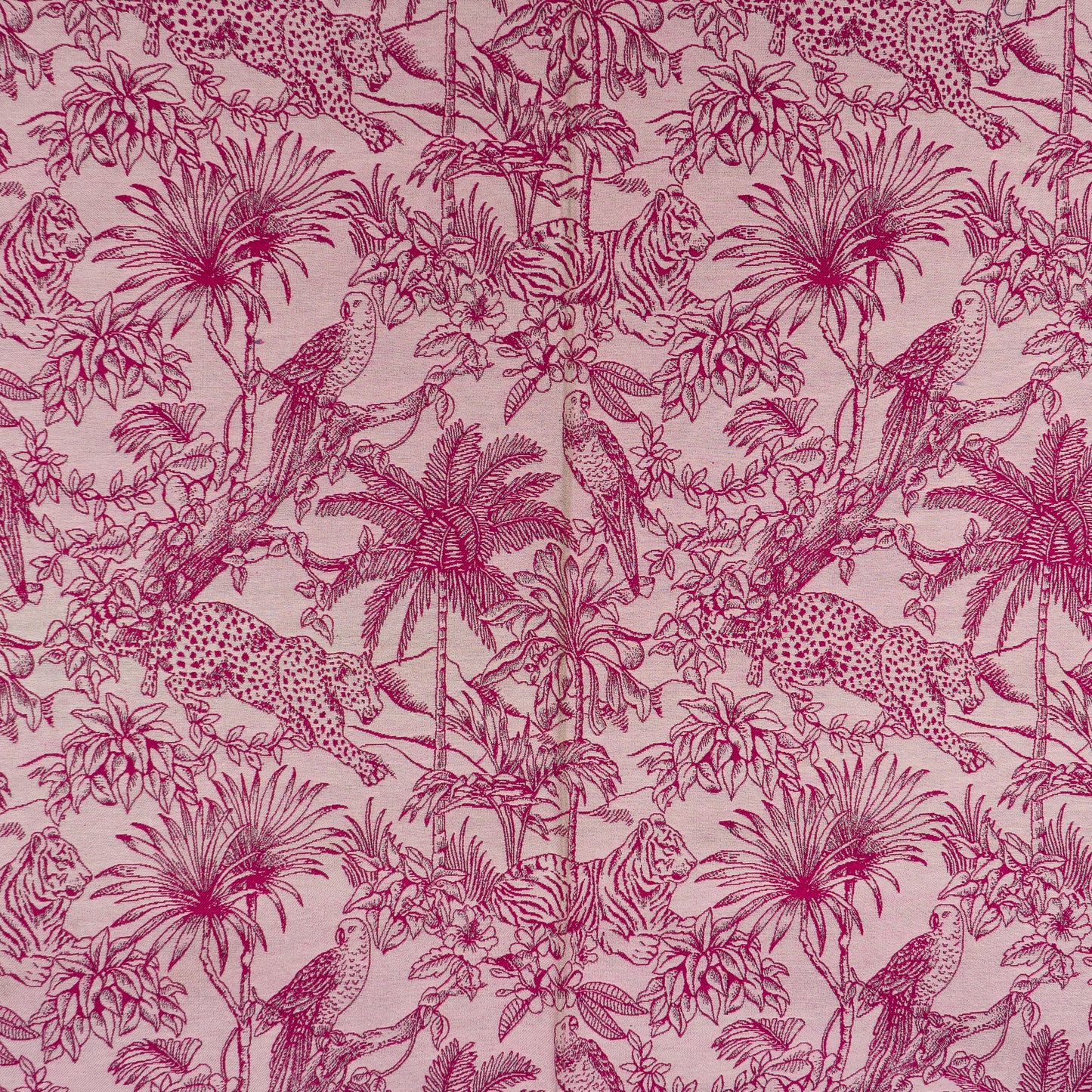 Pink Tropical, Animal Design Cotton Blend Jacquard (Sku: JDD-343)