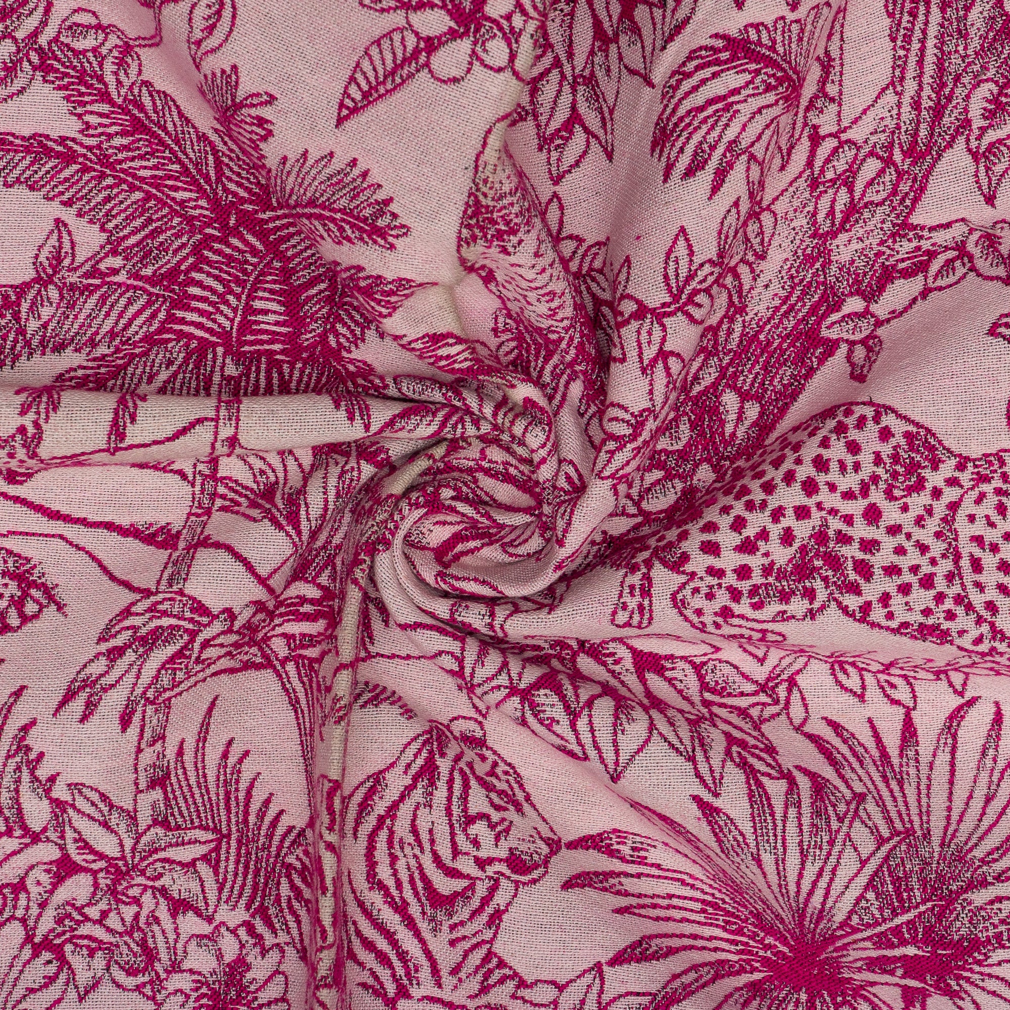 Pink Floral Animal Cotton Blend Jacquard (Sku: JDD-343)