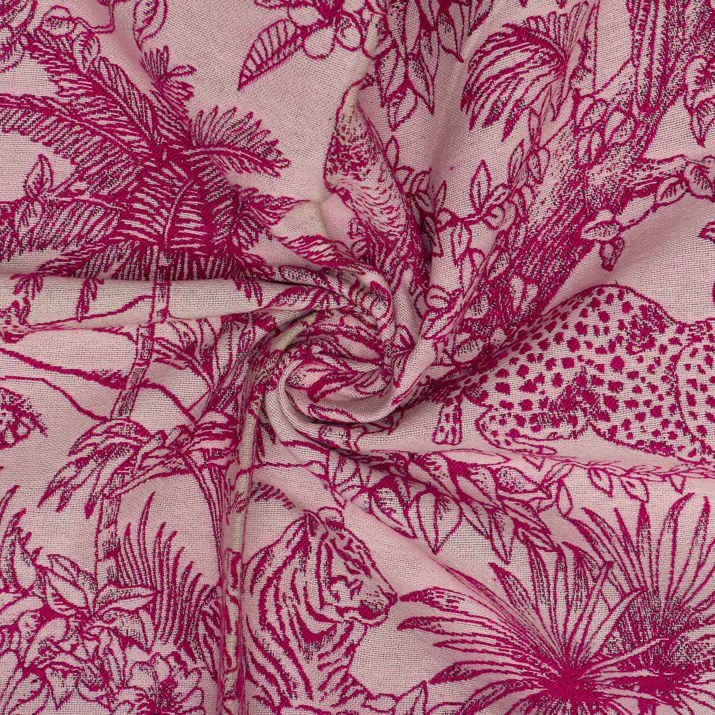 Pink Tropical, Animal Design Cotton Blend Jacquard (Sku: JDD-343)
