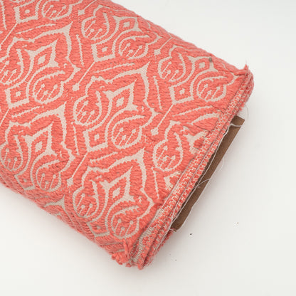 Pink & White Cotton Jacquard Fabric | SKU: JDD-382