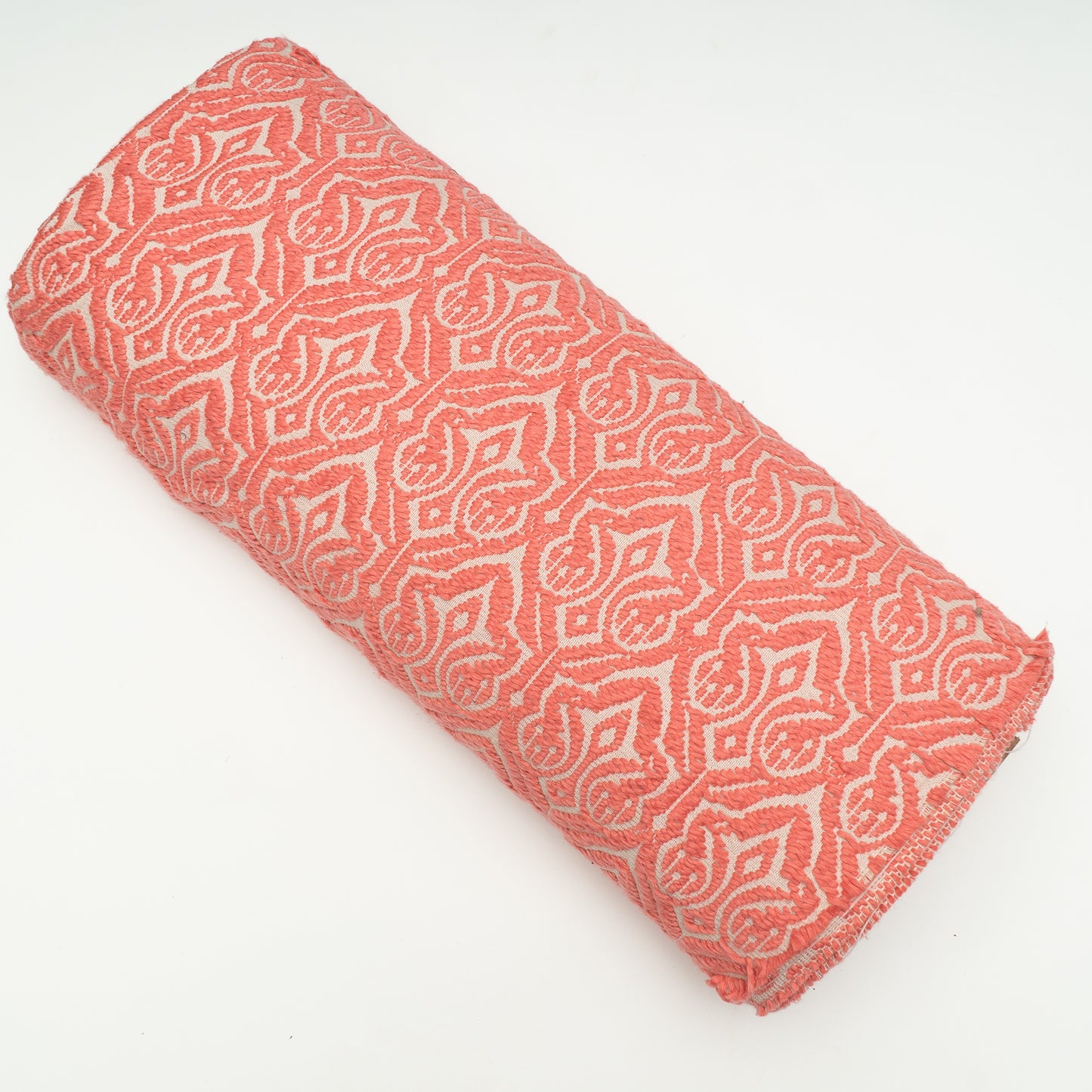 Pink & White Cotton Jacquard Fabric (Sku: JDD-382)