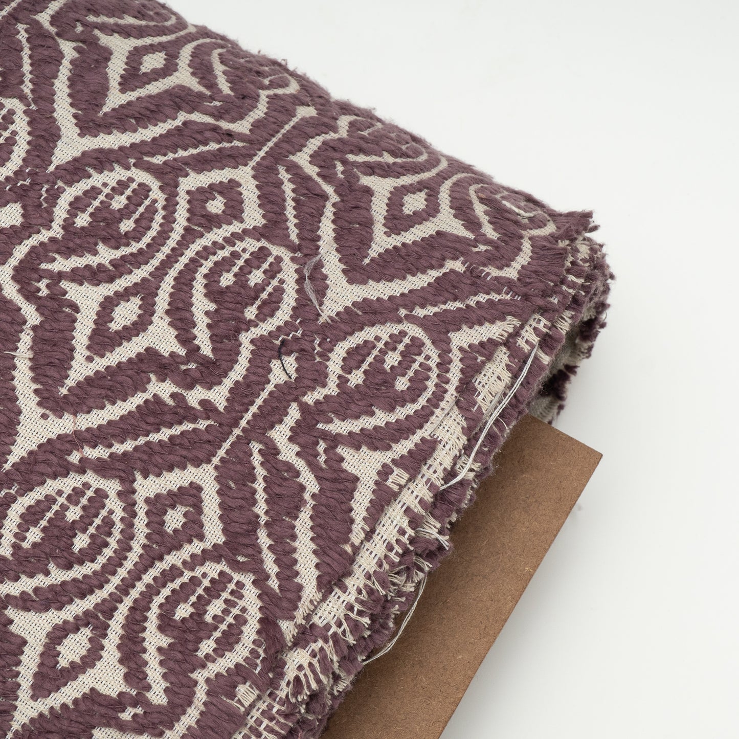 Purple & White Cotton Jacquard Fabric (Sku: JDD-383)