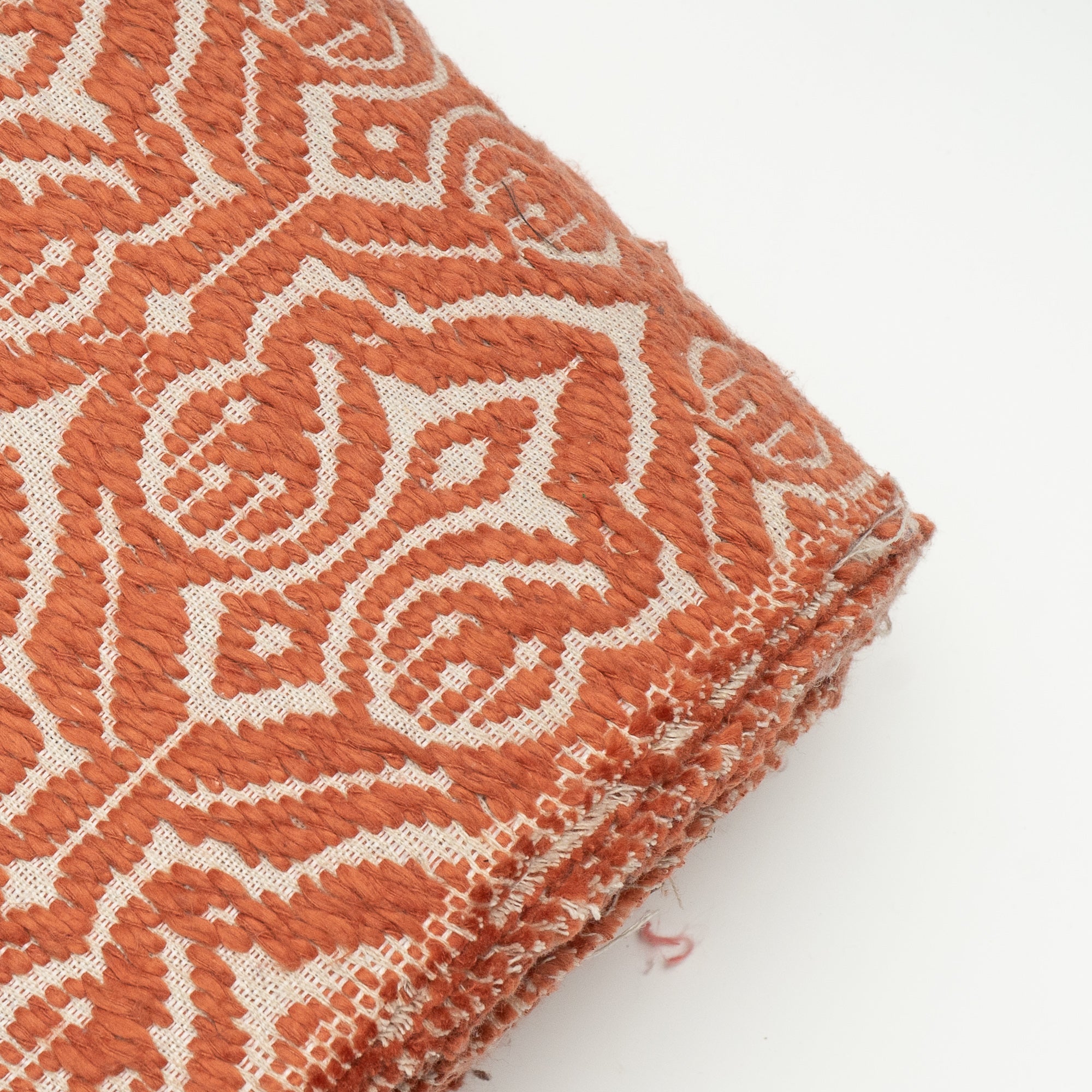 Orange & White Cotton Jacquard Fabric (Sku: JDD-384)
