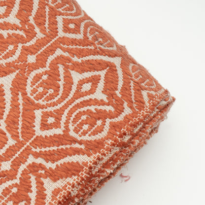 Rust & White Cotton Jacquard Fabric | SKU: JDD-384