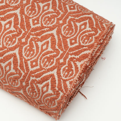 Rust & White Cotton Jacquard Fabric | SKU: JDD-384