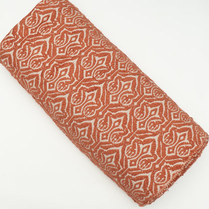Rust & White Cotton Jacquard Fabric | SKU: JDD-384