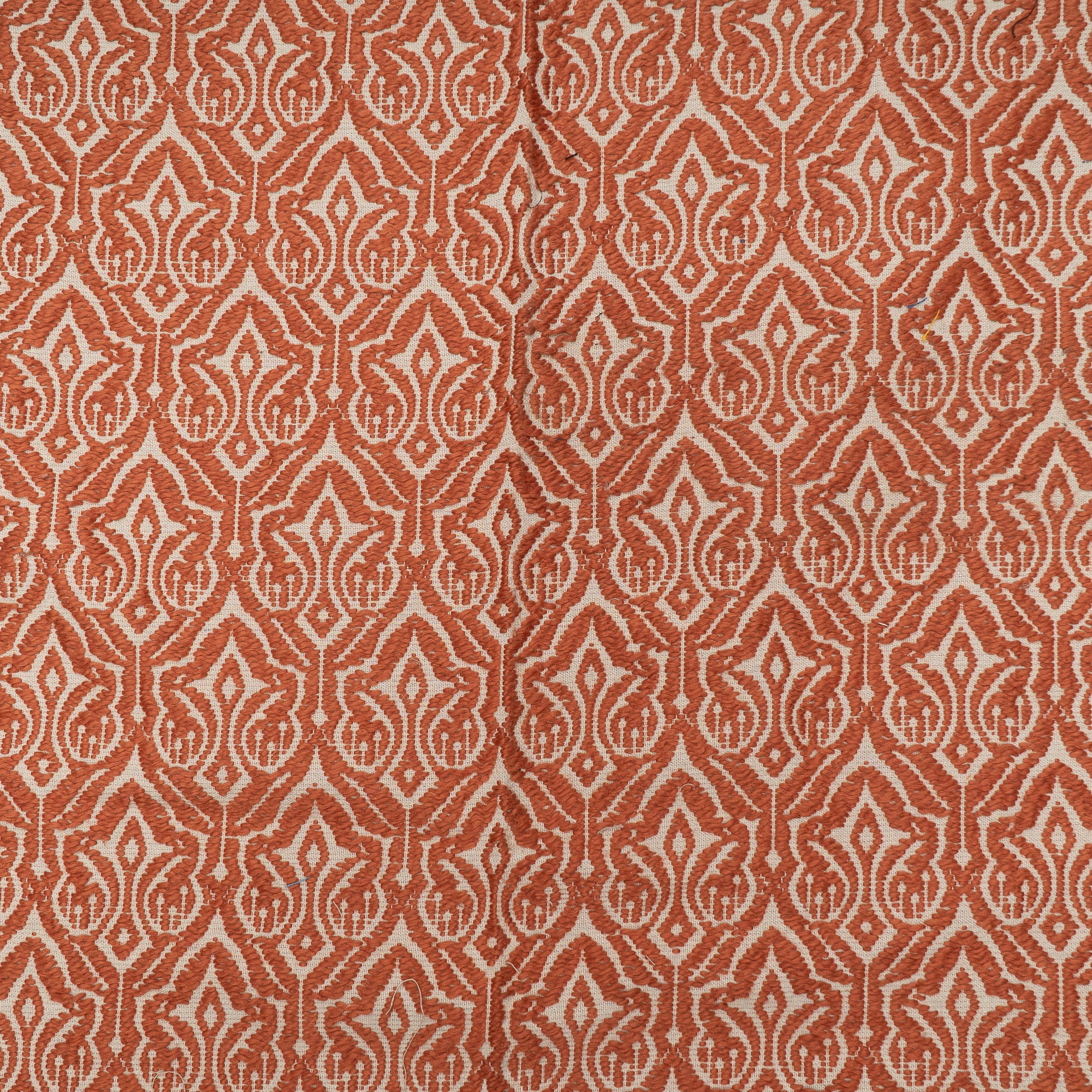 Orange & White Cotton Jacquard Fabric (Sku: JDD-384)