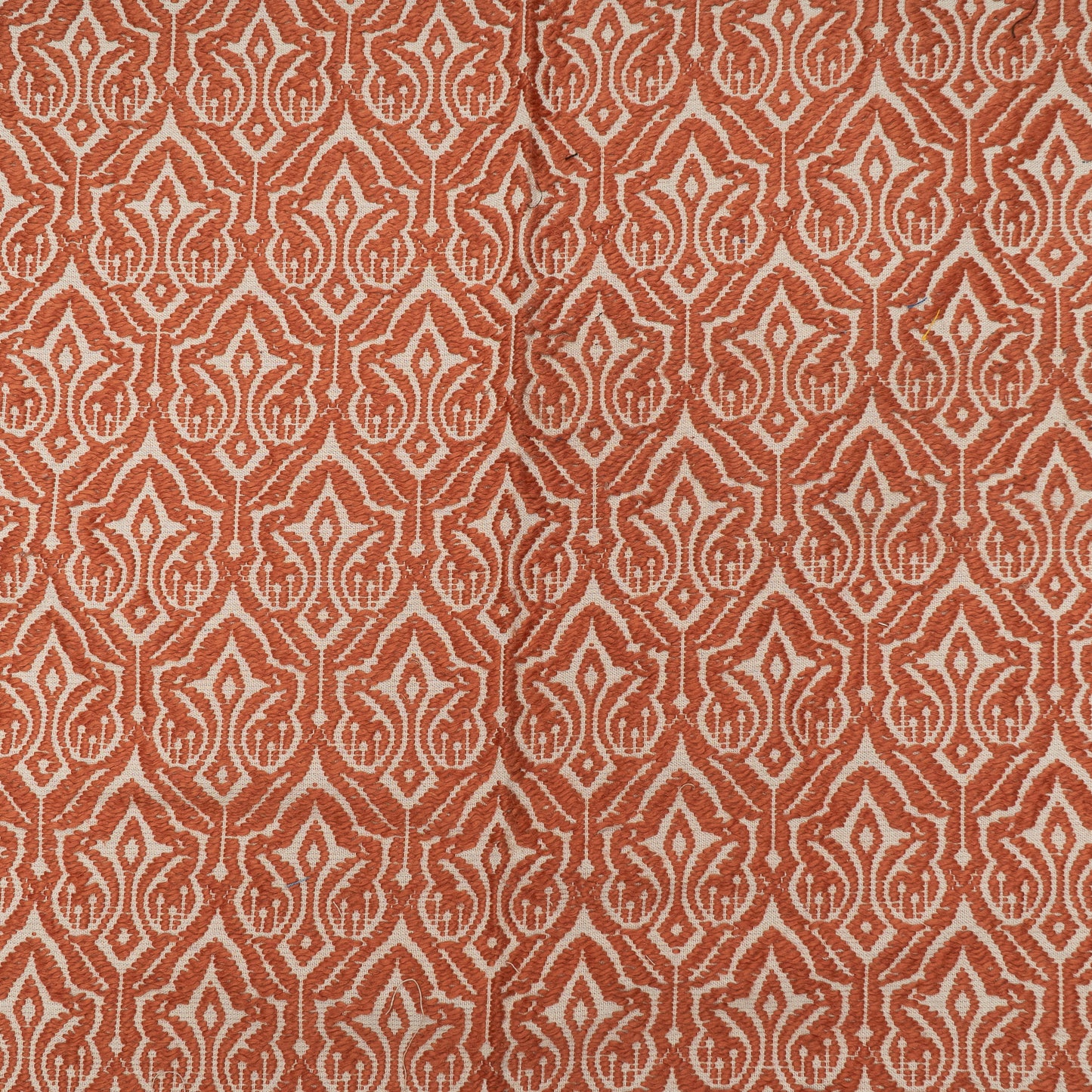Orange & White Cotton Jacquard Fabric (Sku: JDD-384)