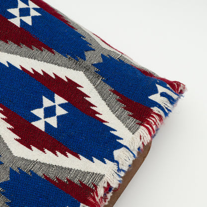 Blue & Red Cotton Blend Jacquard | SKU: JDD-374