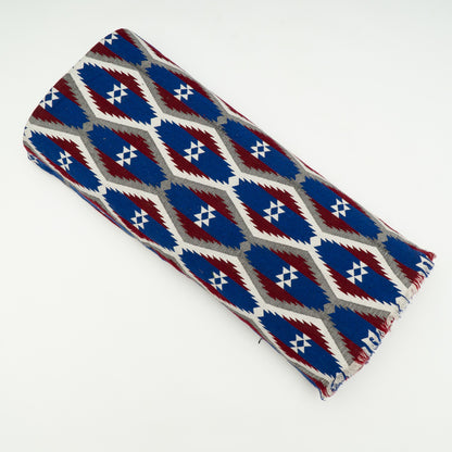 Blue & Red Cotton Blend Jacquard | SKU: JDD-374