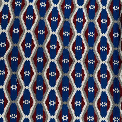 Blue & Red Cotton Blend Jacquard | SKU: JDD-374