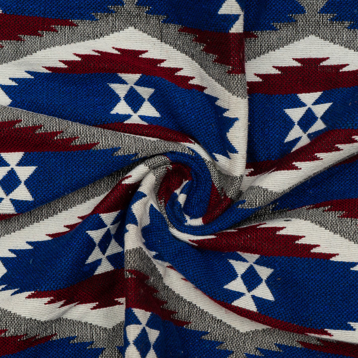 Blue & Red Cotton Blend Jacquard (Sku: JDD-374)