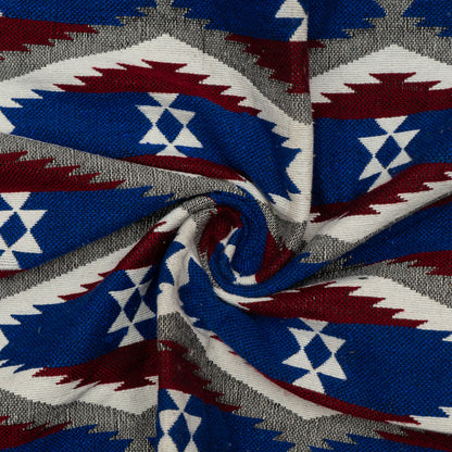 Blue & Red Cotton Blend Jacquard | SKU: JDD-374