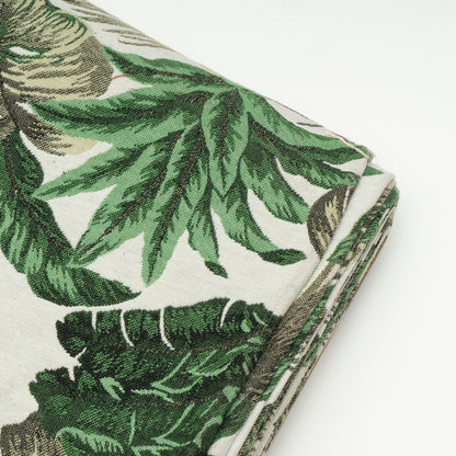 White Base Green Tropical Cotton Blend Jacquard | SKU: JDD-362