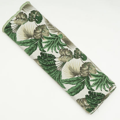 White Base Green Tropical Cotton Blend Jacquard | SKU: JDD-362