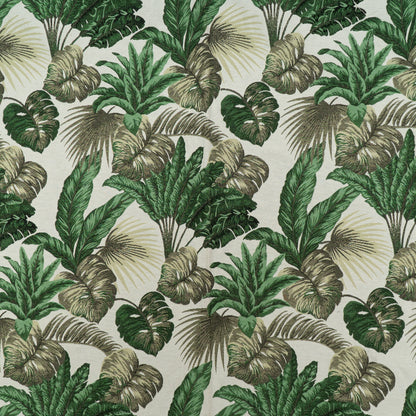 White Base Green Tropical Cotton Blend Jacquard | SKU: JDD-362