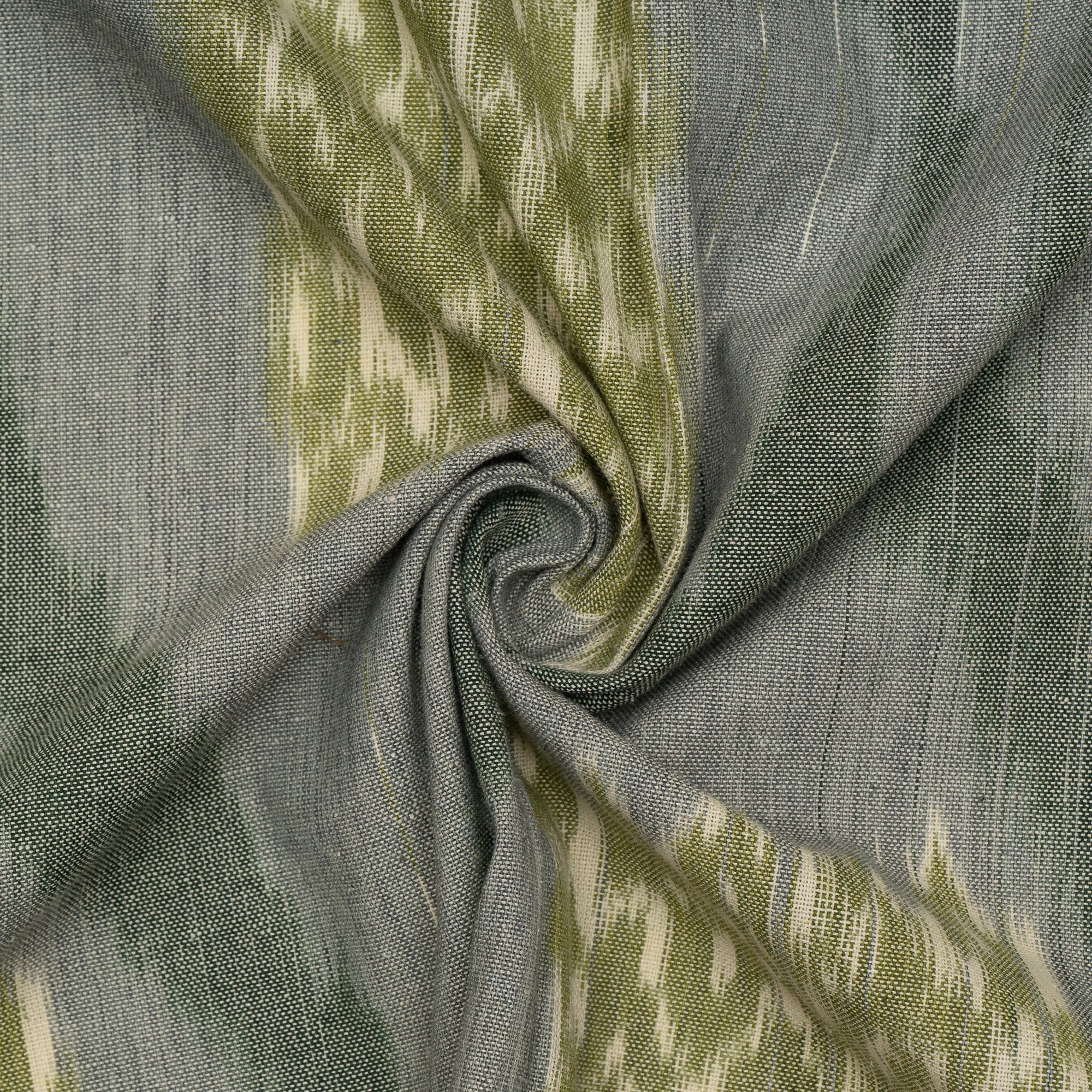 Green Big Pattern Thick Cotton Handloom Ikat (Sku: IKK-545)