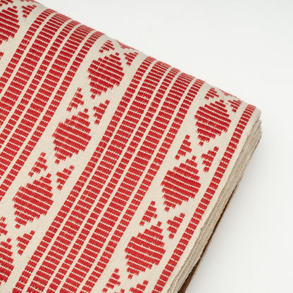 Red & White Cotton Blend Jacquard | SKU: J-481