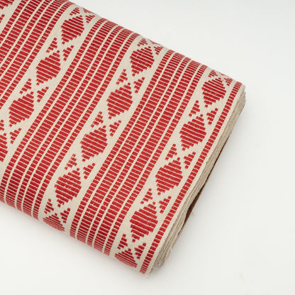 Red & White Cotton Blend Jacquard | SKU: J-481