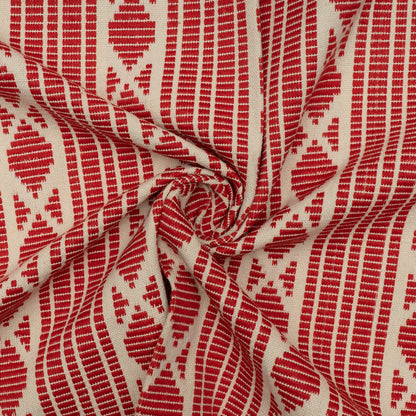 Red & White Cotton Blend Jacquard | SKU: J-481
