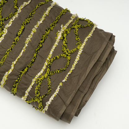 Green & White Tufting on Cotton Cambric | SKU: J-526