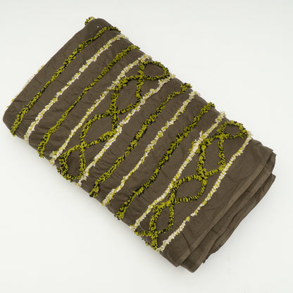 Green & White Tufting on Cotton Cambric | SKU: J-526