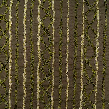 Green & White Tufting on Cotton Cambric | SKU: J-526