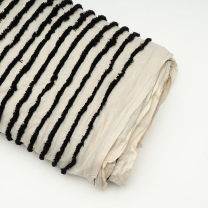 Black Tufting Stripe on Cotton Cambric Base | SKU: J-340
