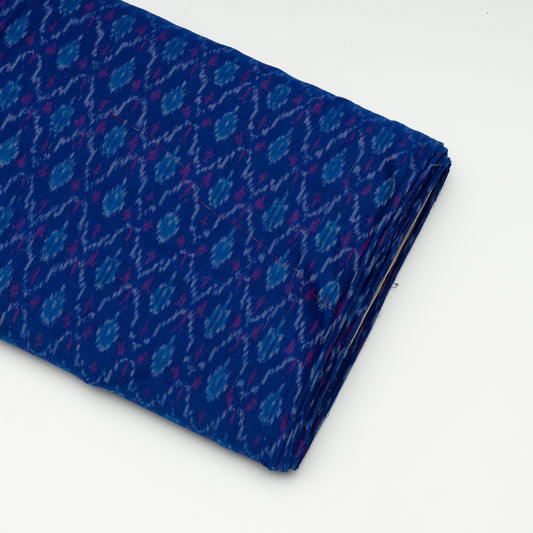 Blue Cotton Silk Blend Fine Quality Handloom Ikat (Sku: IK-165)