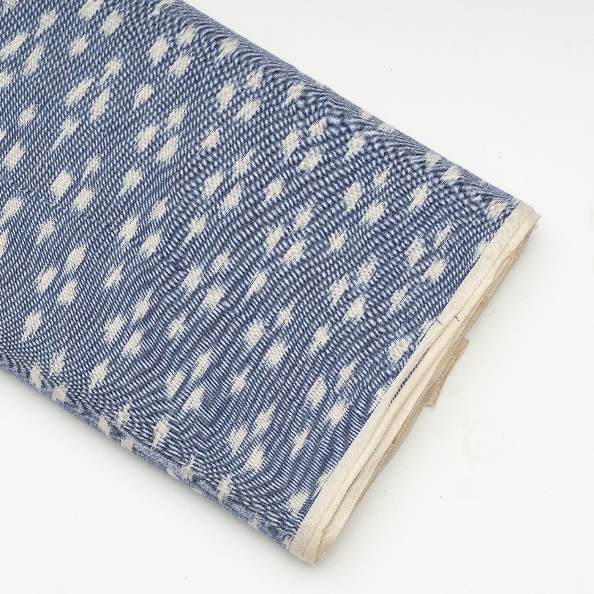 Blue and white Fine quality Cotton Handloom Ikat (Sku: IKK-532)