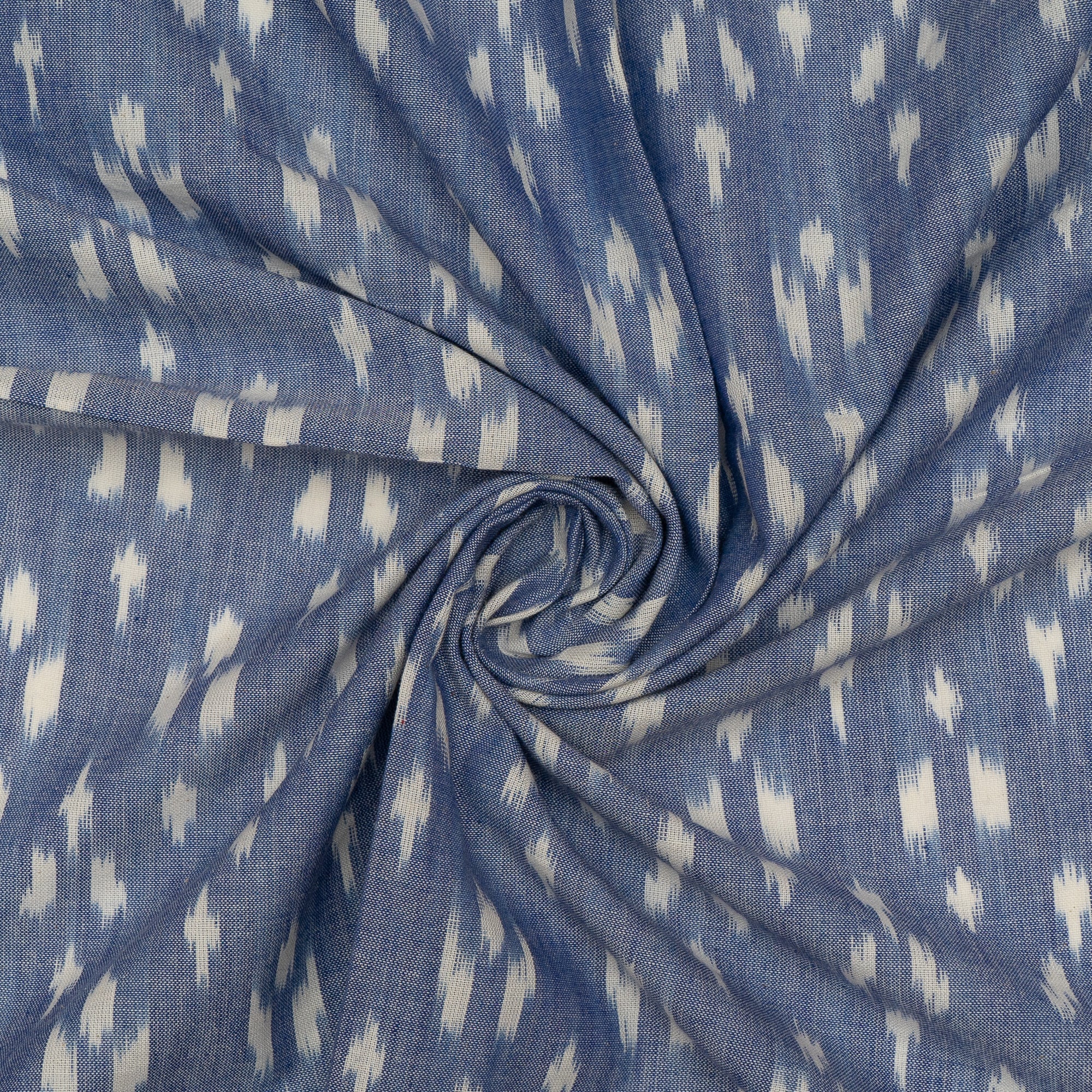 Blue and white Fine quality Cotton Handloom Ikat (Sku: IKK-532)