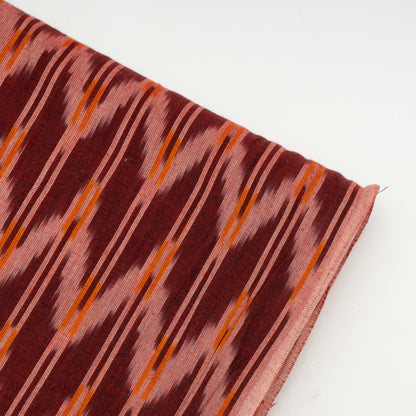 Maroon Chevron Fine Quality Cotton Handloom Ikat Fabric for Dresses | Width: 44"