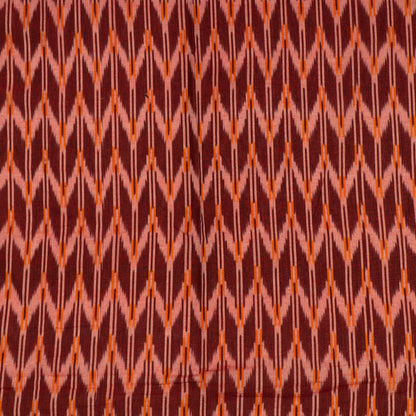 Maroon Chevron Fine Quality Cotton Handloom Ikat Fabric for Dresses | Width: 44"
