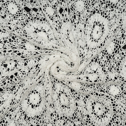 White Dyeable Cotton Hand Crochet Fabric (2 Meter Pannel)