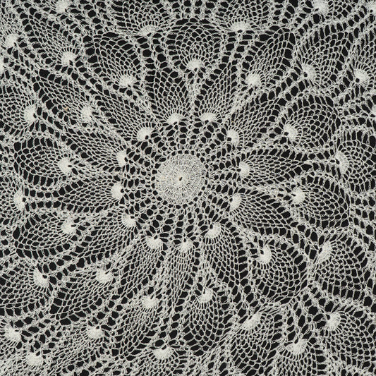 White Dyeable Cotton Viscose Hand Crochet Net Fabric (2 Meter Skirt Design Pannel)