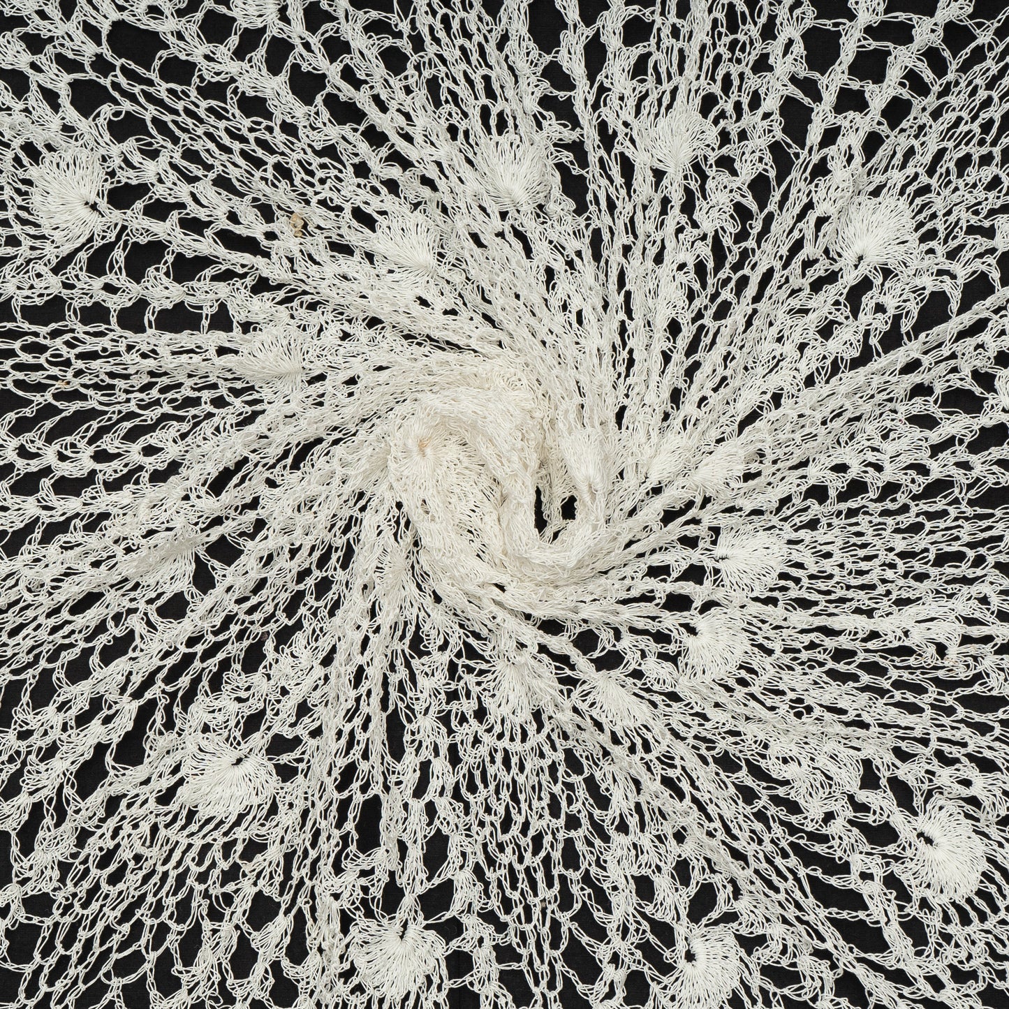 White Dyeable Cotton Viscose Hand Crochet Net Fabric (2 Meter Skirt Design Pannel)