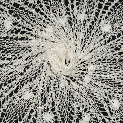 White Dyeable Cotton Viscose Hand Crochet Net Fabric (2 Meter Skirt Design Pannel)