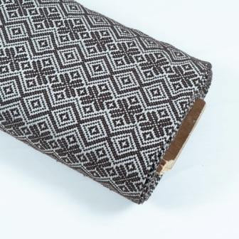 Brown & White Diamond Cotton Jacquard Fabric | SKU: JDD-246