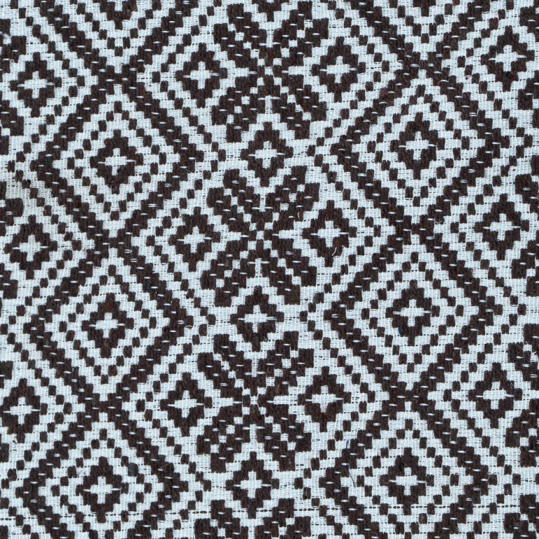 Brown & White Diamond Cotton Jacquard Fabric (Sku: JDD-246)