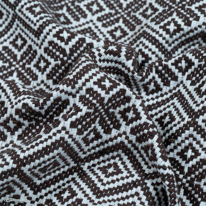 Brown & White Diamond Cotton Jacquard Fabric | SKU: JDD-246