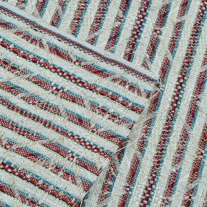 Red & Biege Cotton Blend Lurex Jacquard | SKU: J-383